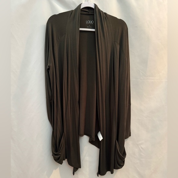 LOGO Open Front Cardigan Dark Green L - Picture 1 of 5